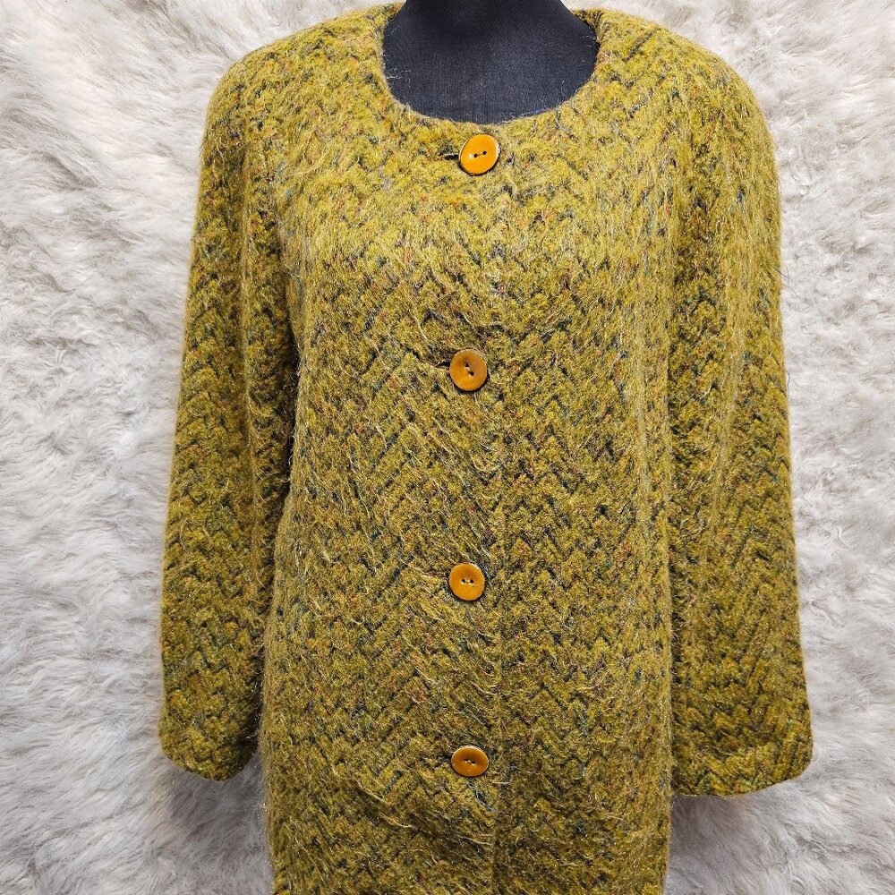 Spanner Women's Yellow Wool Blend Coconut Buttons Coat Size 6
